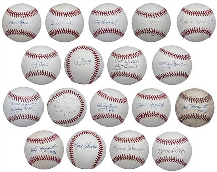 Lot of (18) New York Legends Single Signed Baseballs Including Yogi Berra & Whitey Ford (PSA/DNA PreCert)